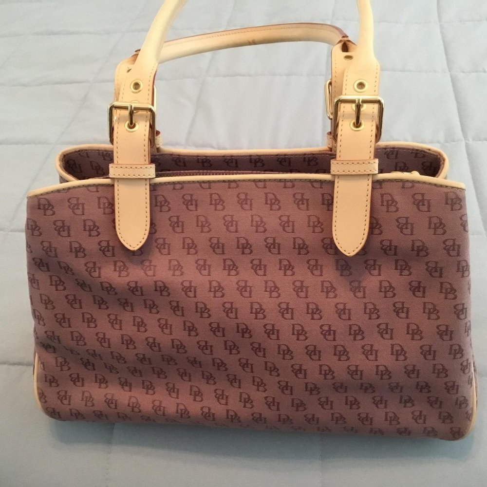 Dooney & Bourke Canvas Lavender Signature Buckle Satchel H035C LV